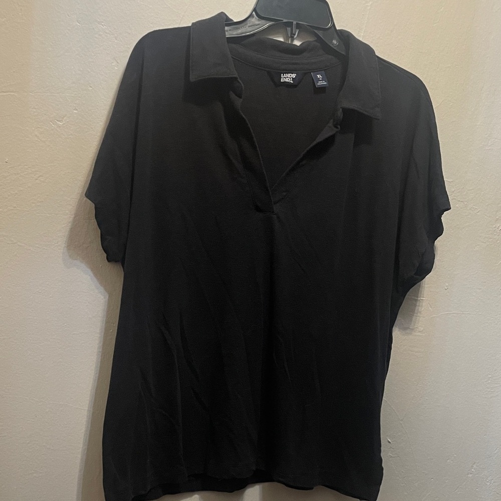 Lands' End Women's Black Short Sleeve Tee
